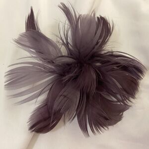 Petite Aubergine, plum, purple Feather Fascinator Hair Clip, brooch pin. Hat